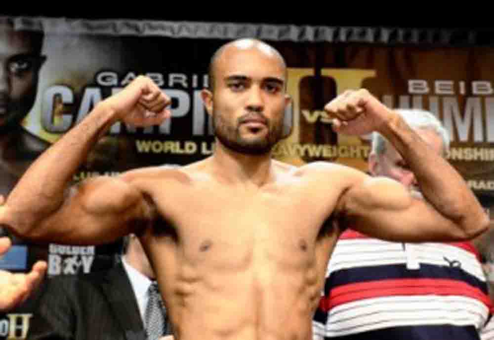 Gabriel Campillo weighs in at 175 pounds as he will fight Beibut Shumenov for the WBA & light heavyweight  title friday night at the Hardrock Hotel in Las Vegas NV. Jan 27,2010. Photo by Gene Blevins/Hogan Photos